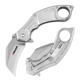 Tactical Karambit Folding Knife with Stonewashed Blade and Stainless Steel Handle