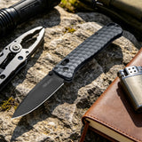 3.2"  Drop Point S35VN Blade EDC Folding Knife with Slate Blue Aluminum Handle
