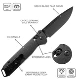 3.3 Inch EDC Folding Knife with S35VN Drop-Point Blade, Black G10 Handle
