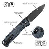 3.2"  Drop Point S35VN Blade EDC Folding Knife with Slate Blue Aluminum Handle