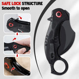 Karambit Folding Knife With Black Stainless Steel Blade And Aluminum Handle