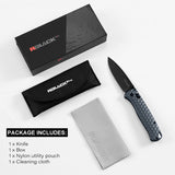 3.2"  Drop Point S35VN Blade EDC Folding Knife with Slate Blue Aluminum Handle