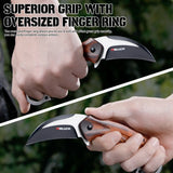 Karambit Folding Knife with Black Stainless Steel Blade and Wooden Handle