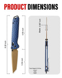 3.3" Tanto EDC Folding Knife with S35VN Blade, Aluminum Handle (Royal Blue)