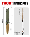 3.3" Tanto EDC Folding Knife with S35VN Blade, G10 Handle (Oliver Green)