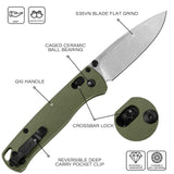 3.2" S35VN Drop Point EDC Folding Knife with Olive Green G10 Handle