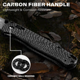 3.2" Drop Point Damascus Folding Knife with Carbon Fiber Handle