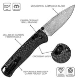 3.2" Drop Point Damascus Folding Knife with Carbon Fiber Handle