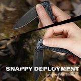 3.2"  Drop Point S35VN Blade EDC Folding Knife with Slate Blue Aluminum Handle