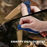 3.3" Tanto EDC Folding Knife with S35VN Blade, Aluminum Handle (Royal Blue)