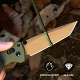 RBLACK S35VN steel blade edge retention tanto point close-up