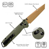 RBLACK crossbar lock ambidextrous operation tanto folding knife