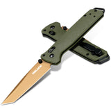 RBLACK tanto EDC folding knife open showing S35VN blade and blue G10 handle