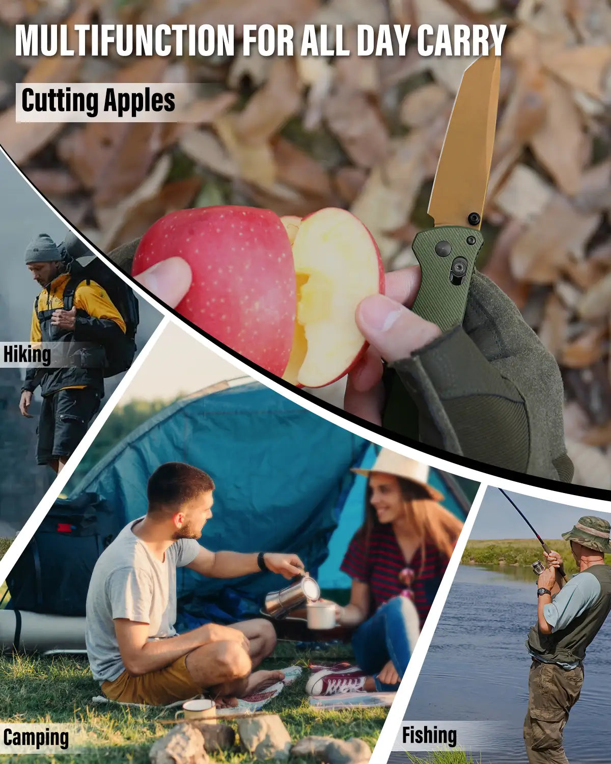 RBLACK tanto folding knife blue G10 versatile outdoor EDC for fishing hiking camping and adventure