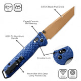 3.3" Tanto EDC Folding Knife with S35VN Blade, Aluminum Handle (Royal Blue)