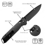 3.3 Inch EDC Folding Knife with S35VN Drop-Point Blade, G10 (Black)